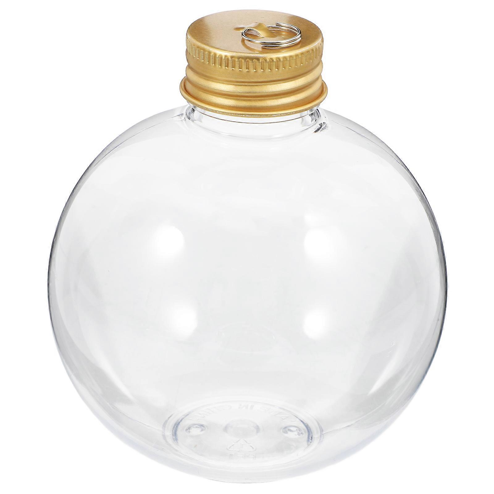 Fillable Ornament Clear Plastic Christmas Spherical Bottle Transparent Juice Bottles with Lids for Indoor Hanging 6Pcs