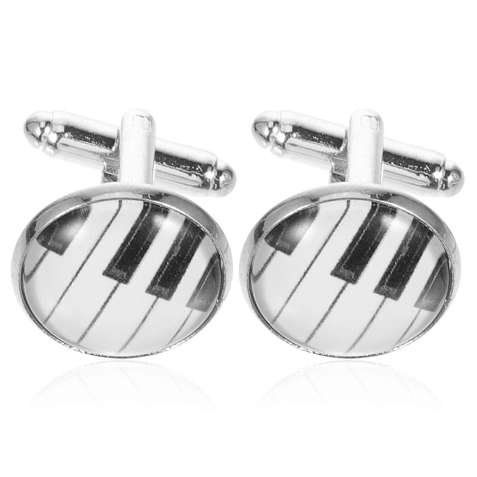Mens Cufflinks Tuxedo Studs with Piano Pattern for Suit 4Pcs