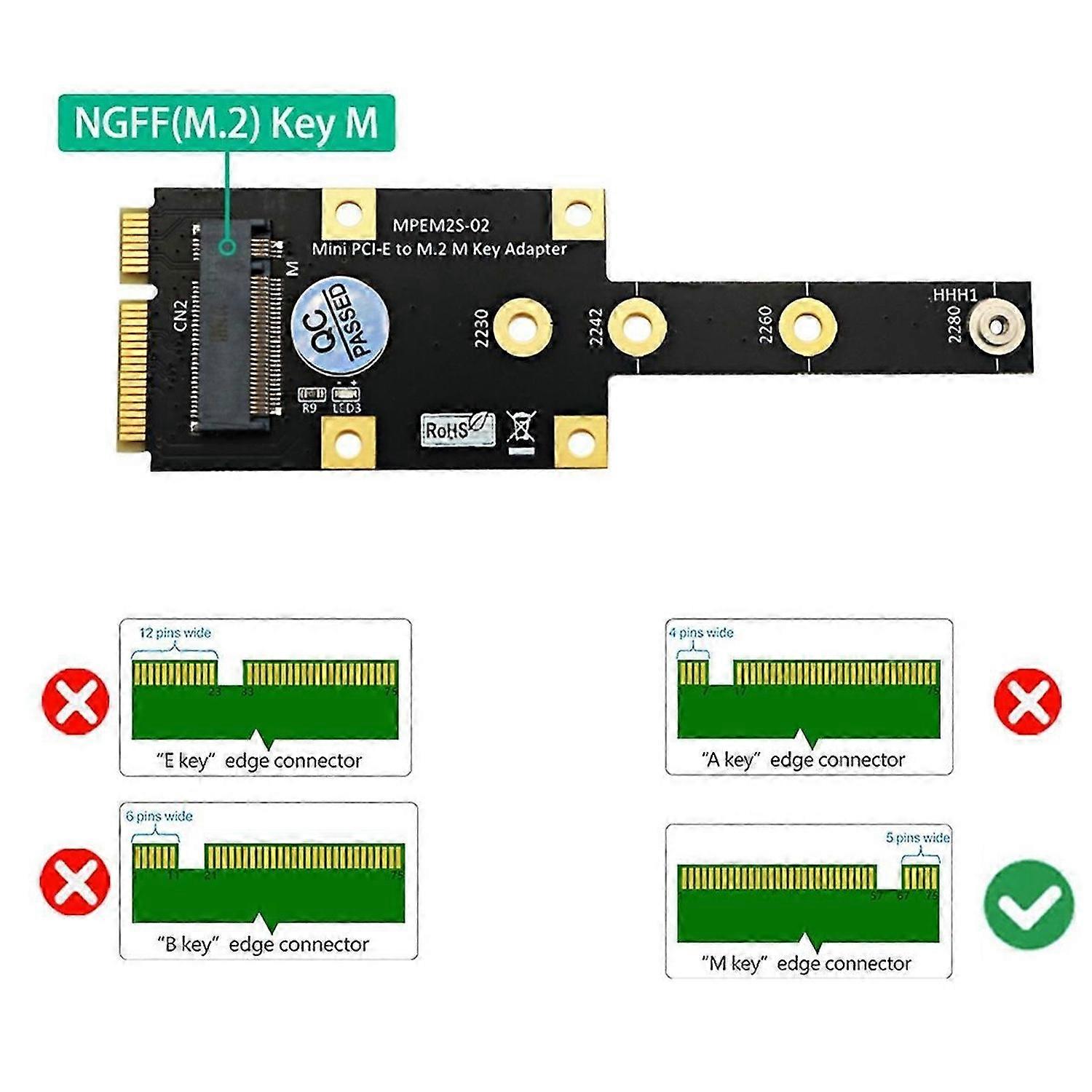 Mini PCI-E to M.2 M Key Adapter Mini PCIExpress to NVME SSD Converter Riser Board Expansion Card for