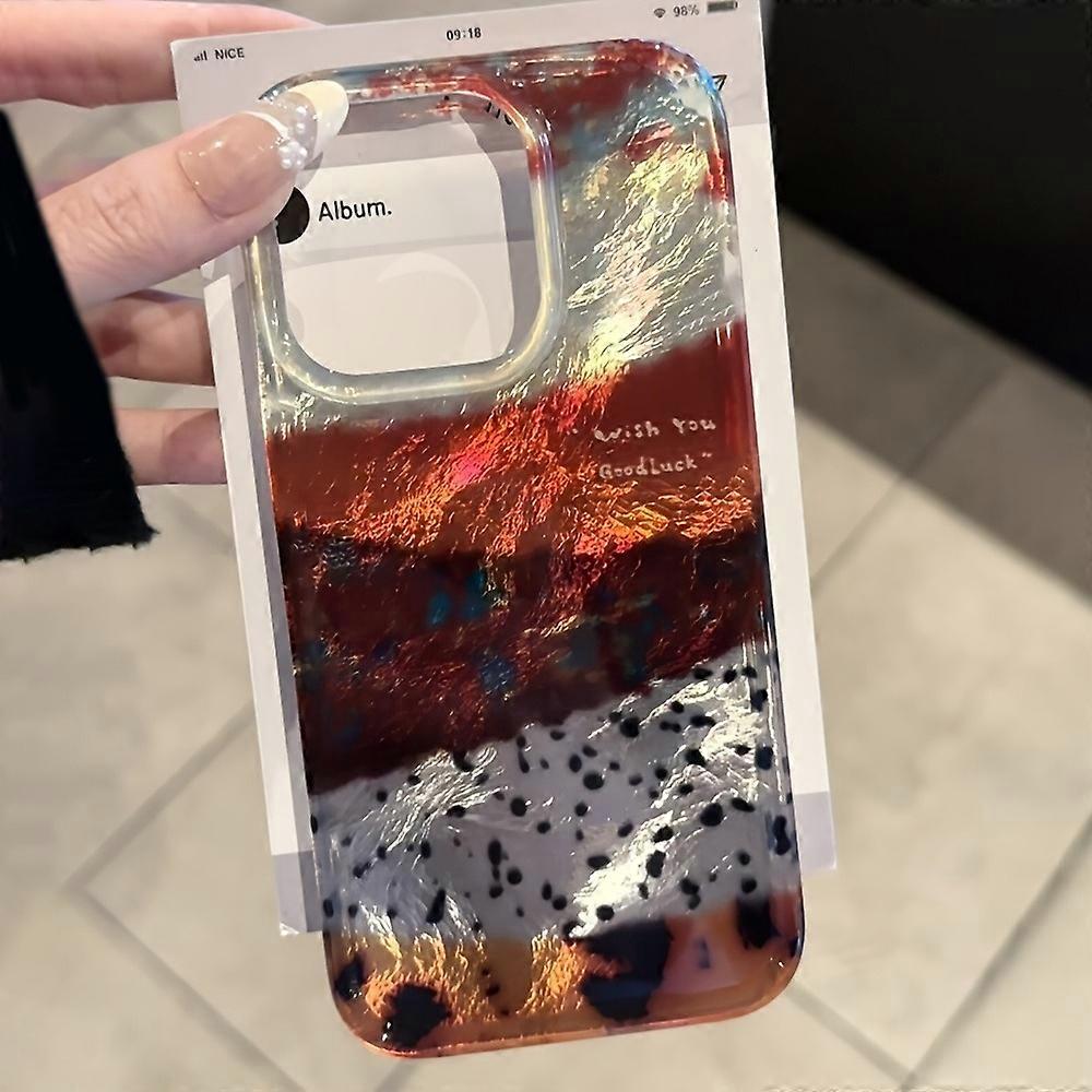 Retro Splicing Color Blocks Glacier Pattern Phone Case for iPhone 17 16 15 14 13 12 Pro Max XS X 11 16e 7 8 Plus Splashing Cover