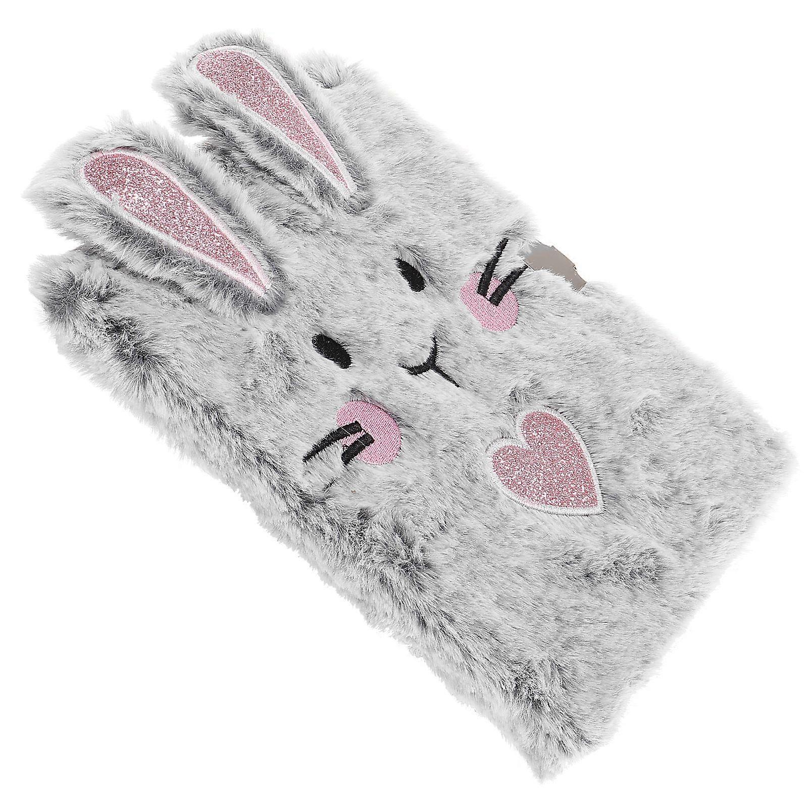 Lovely Diary Book Plush Cover Writing Notepad for Kids 4Pcs Set Grey