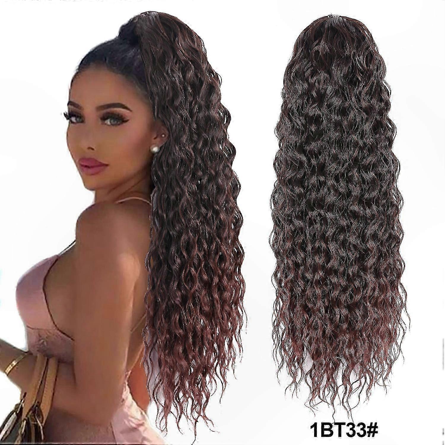 16/22 Inch Afro Kinky Curly Ponytail Hair Extension Deep Wave Drawstring Tail Extensions for Women