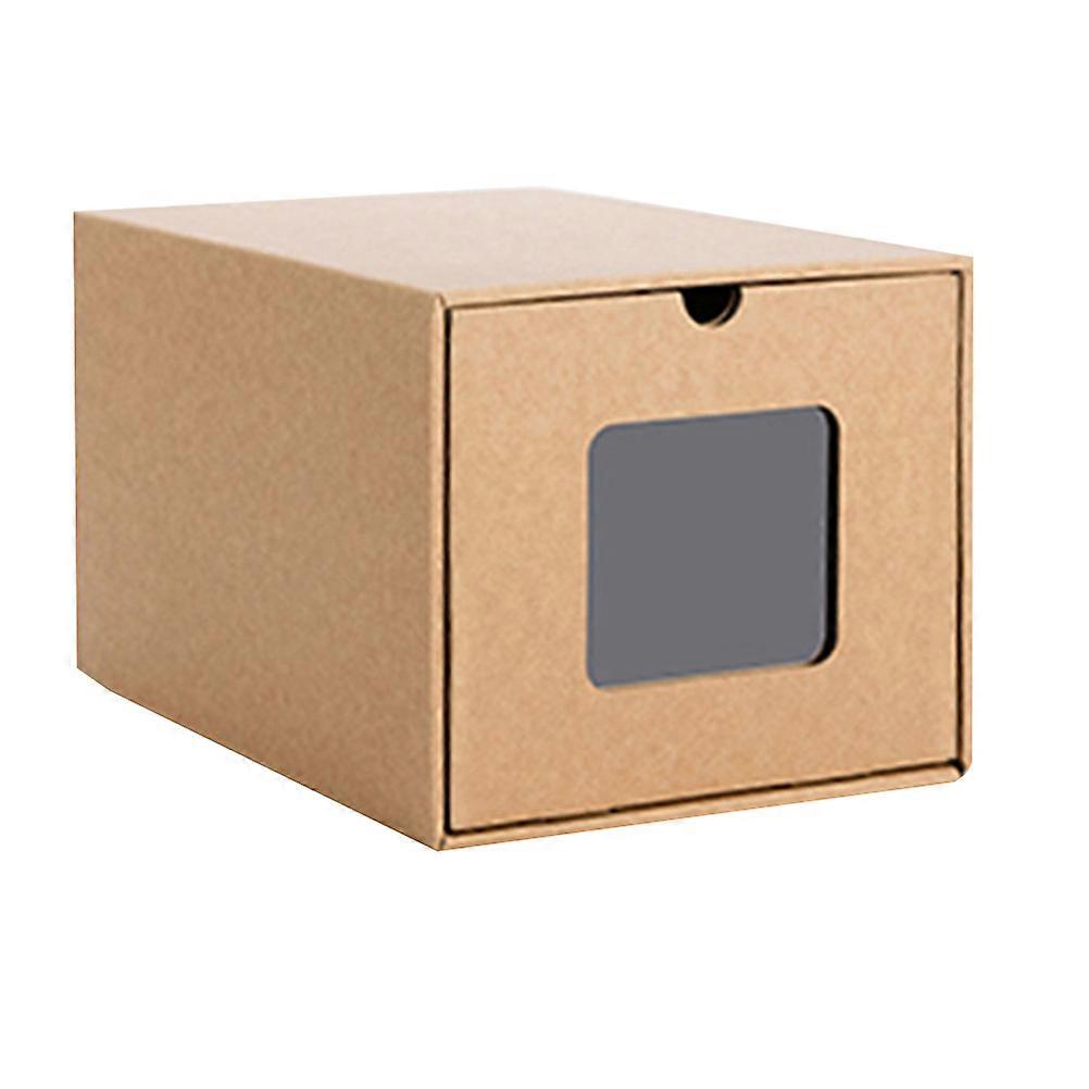 Transparent Drawer-Style Shoe Box for Shoes Storage 6Pcs Khaki Paper