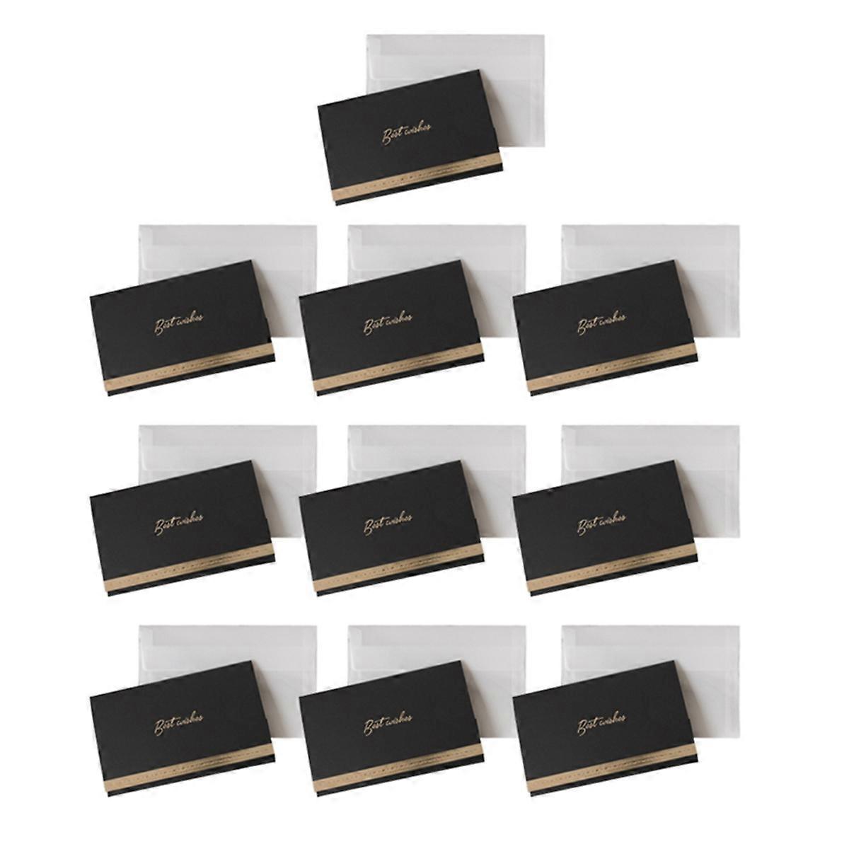 10PC Wedding Greeting Card with Envelopes, Wishes Notes Black