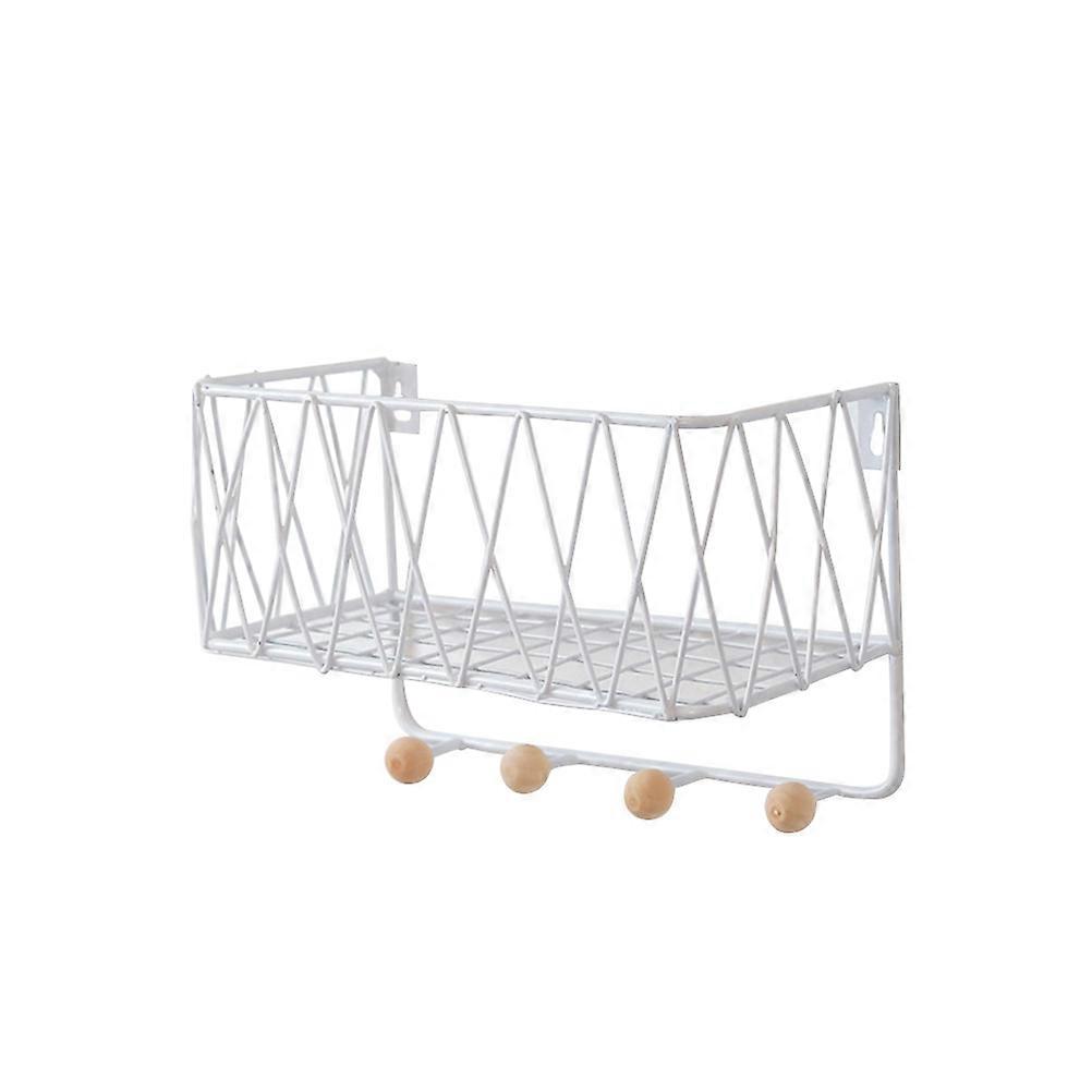 Wall Mounted Storage Rack Hanging Holder Wood Iron Decorative Shelf for Storage Use 2Pcs