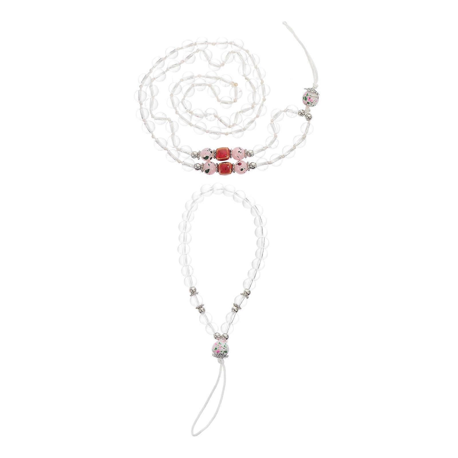 Crystal Phone Lanyard for Hanging with 4Pcs Mobile Phone Key Rope Pendant