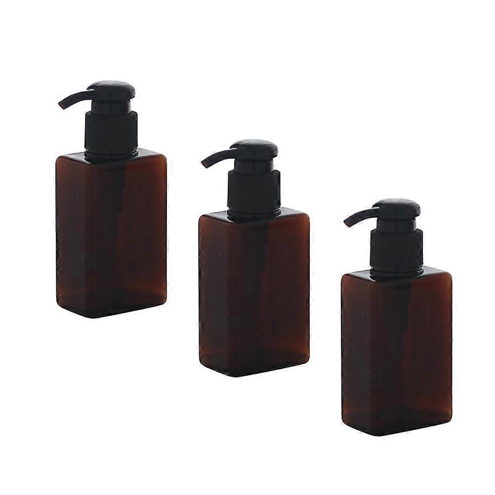Liquid Bottle Dispenser Squared Press for Holding Shampoo 3Pcs Brown
