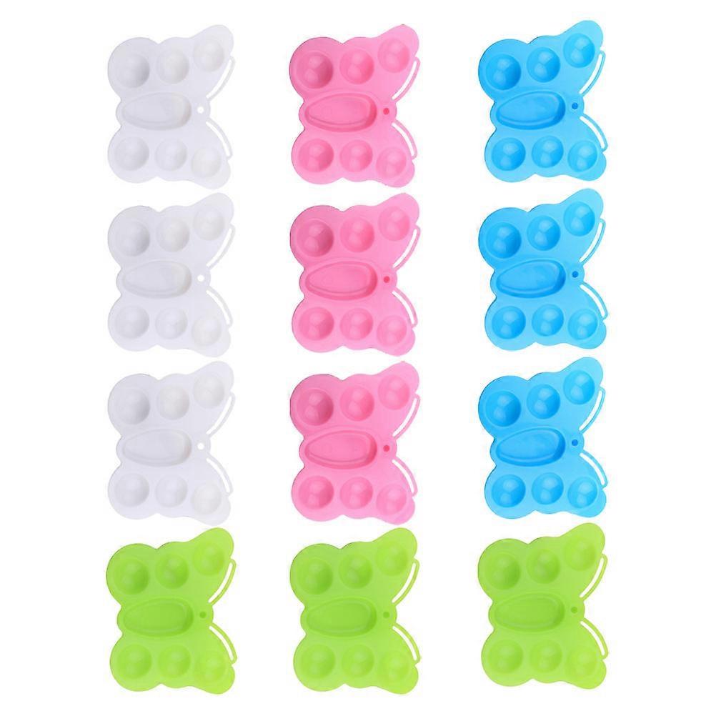 Butterfly Shape Plastic Paint Mixing Tray Set For Amateur Painter In Assorted Colors With Simple Design 12Pcs