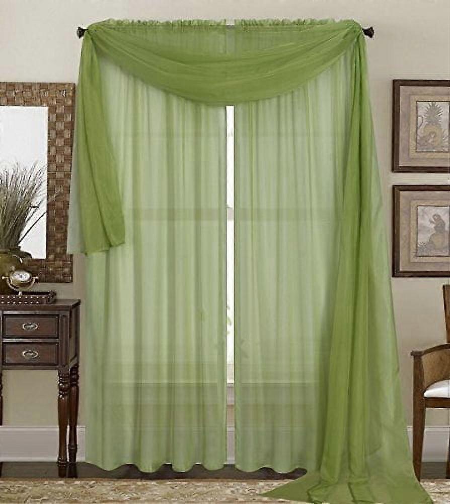 Qutain Leinen, einfarbig, Viole, durchsichtig, Fenstervorhang, 2er-Set (2) 139,7 x 213,4 cm, Salbeigrün