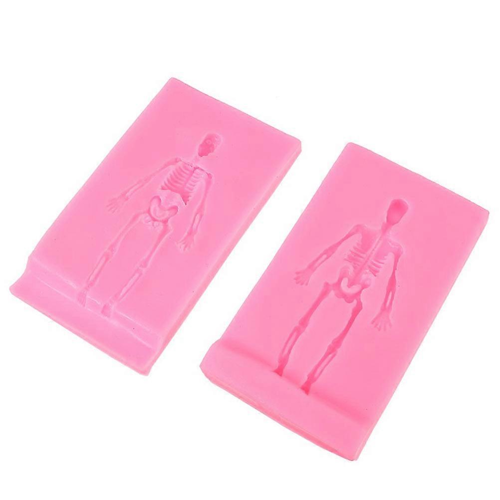 Cake Making Mould Halloween Silicone Mold for 4Pcs Pink Skeleton Theme