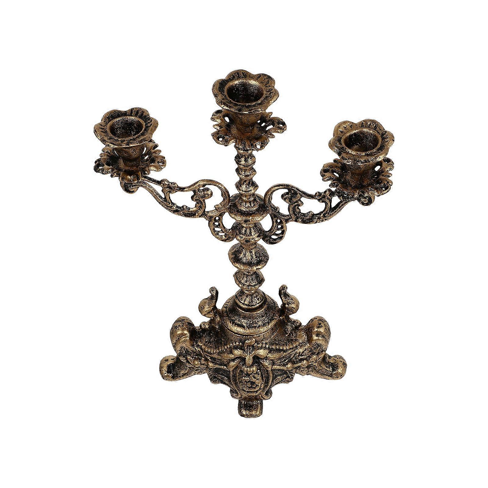 Vintage Candlestick Cast Iron Table Candlestick for Home Decor 2Pcs