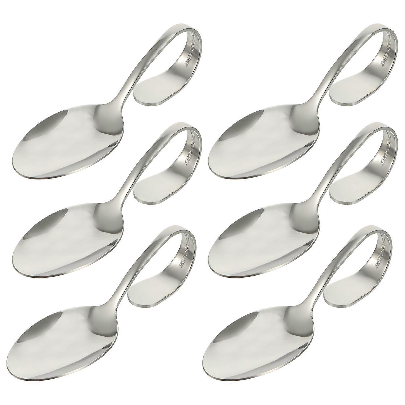 Stainless Steel Spoon Curved Handle Serving Use Restaurants Silver 24Pcs