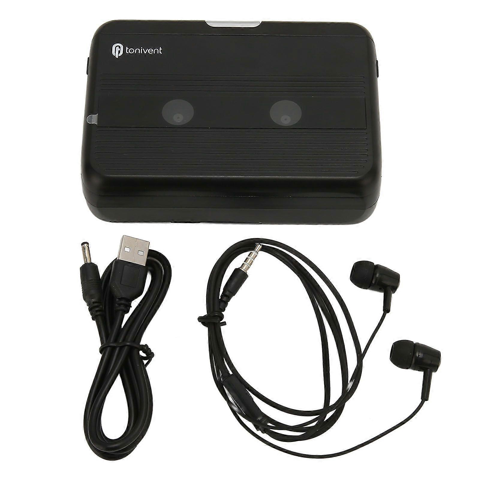 Bluetoot Cassette Tape Player Stereo Retro Auto Reverse Portable Wireless FM Tape Player with Headphone for Travel Black