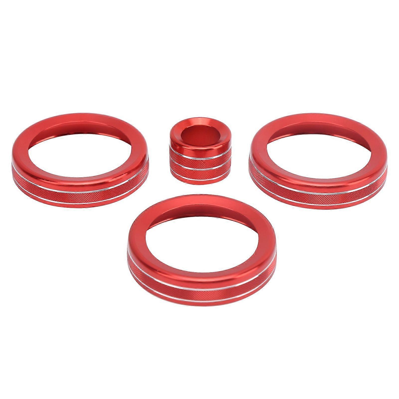 4Pcs A/C Knob Ring Trim Volume Adjuster Decor Fit for Range Rover Evoque 2012-2018Red