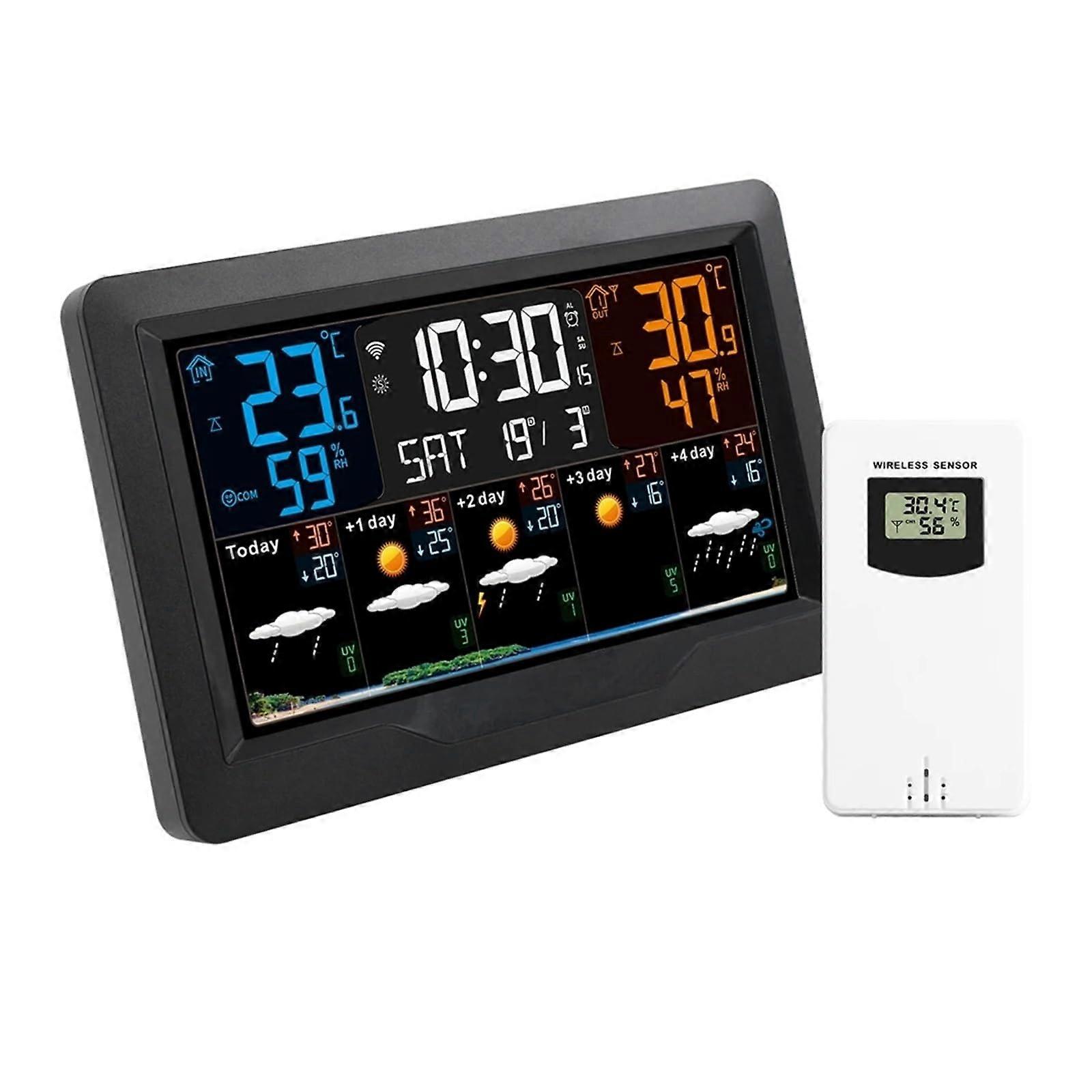 WiFi Weather Station with Digital Color Display Thermometer Hygrometer Forecast Alarm Clock