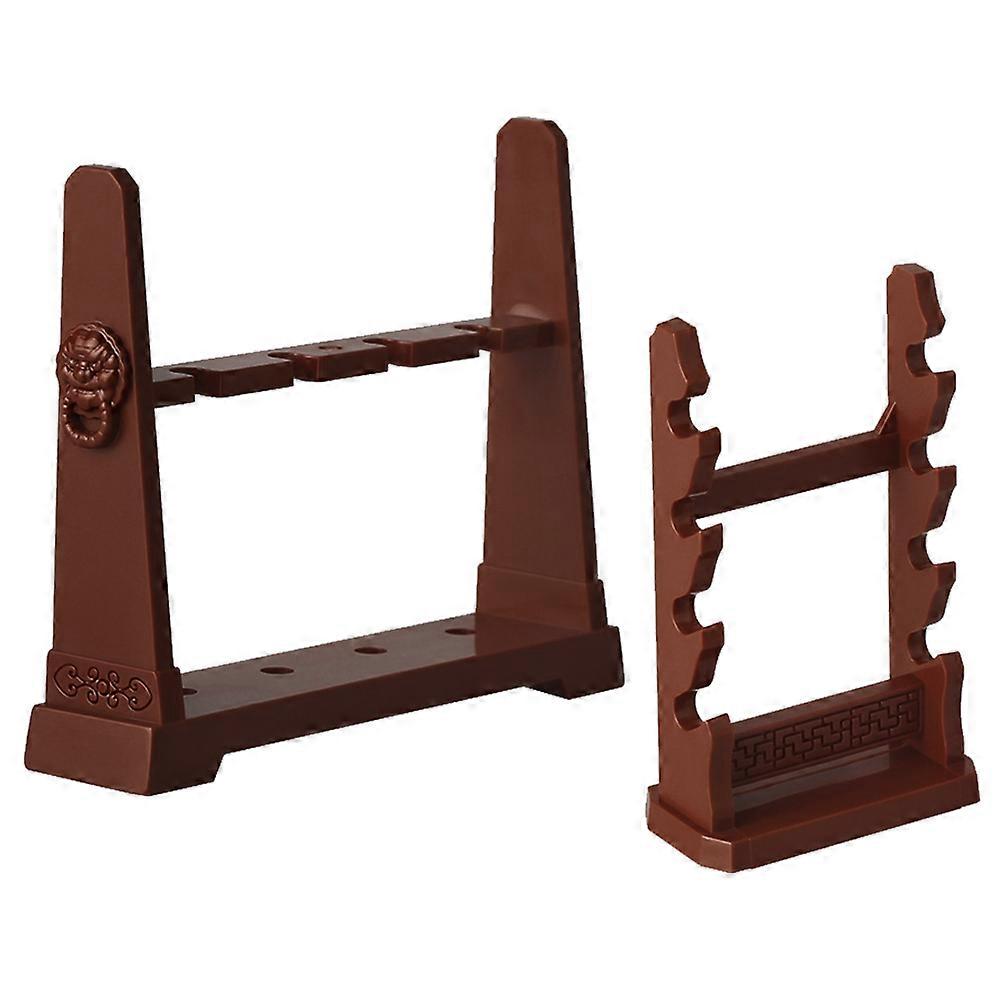 Mini Sword Display Rack for Storage Use 2Pcs Brown Plastic Stand
