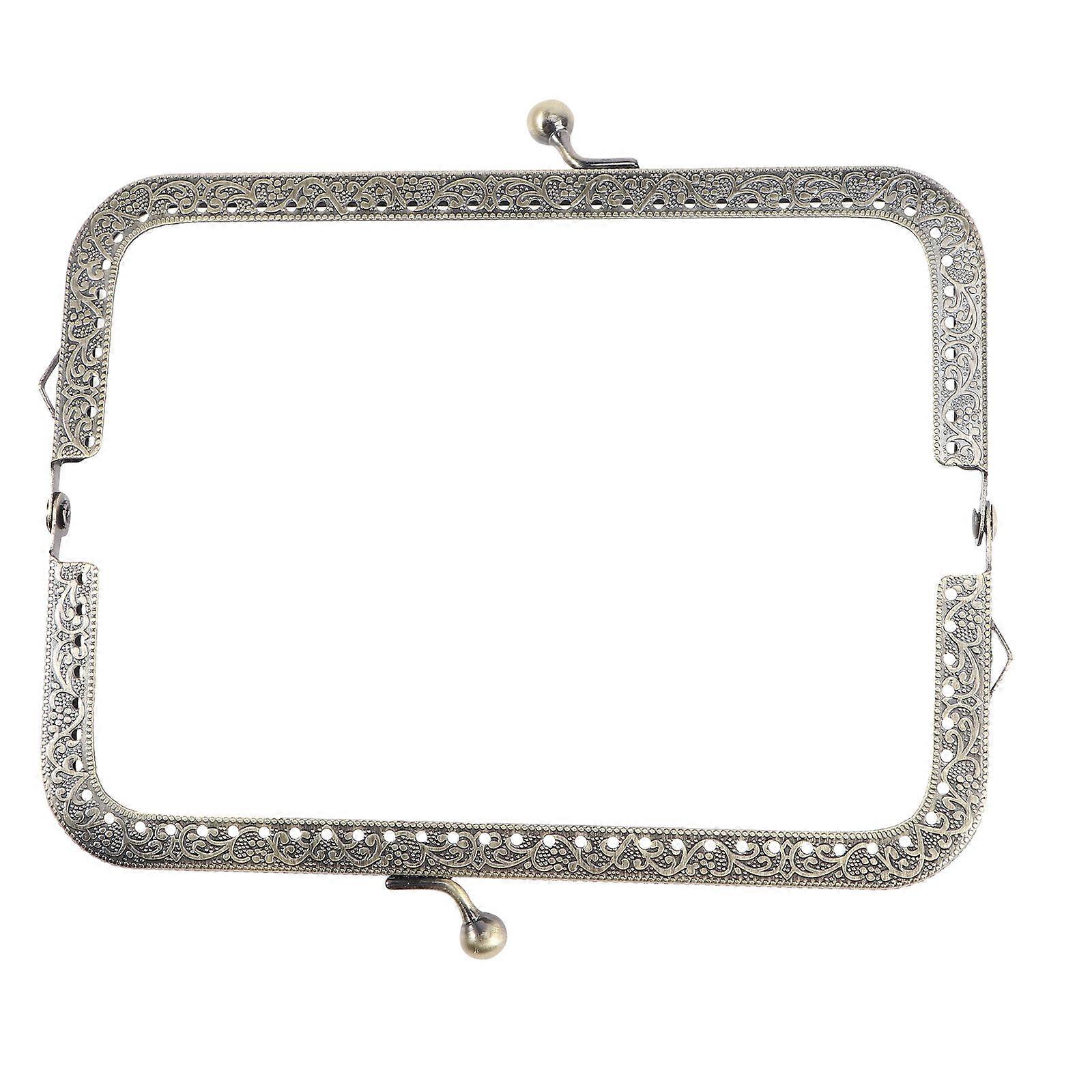 Dark Brown Embossed Purse Frame Iron Lock for Bag Making 3Pcs