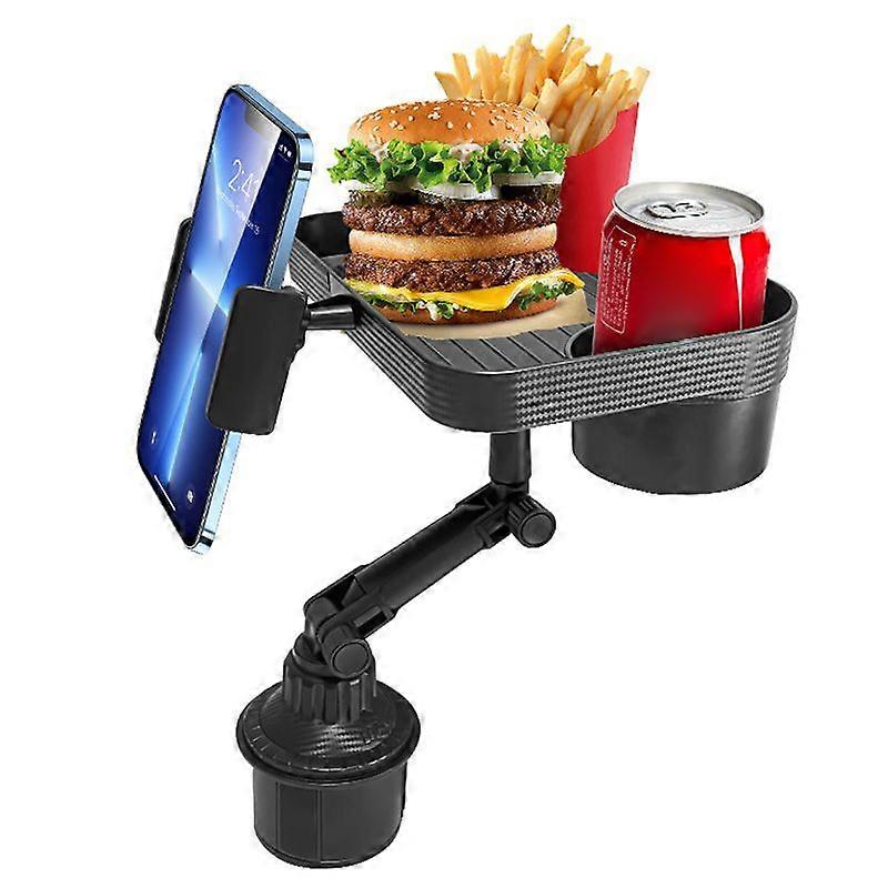 Universal Car Cup Holder Tray 360-Degree Rotating Car Tray Table with Cell Phone Stand for Eating/ Watching