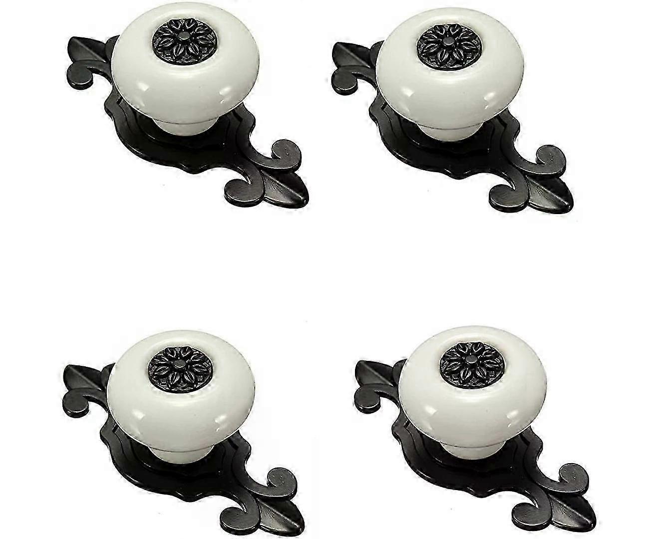 Drawer Knobs Ceramic Door Handle (White with Black) 10 Pcs Drawer Handles and Knobs 25-26