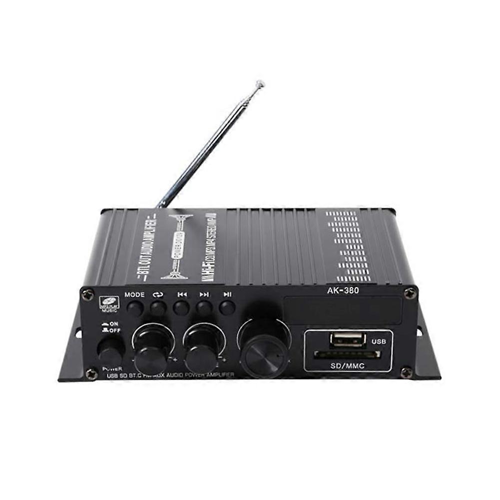 AK-380 Bluetooth Audio Power Amplifier 2.0 CH Bluetooth Receiver Speaker Amp USB SD AUX Input with Power US PLUG