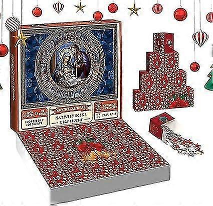 Nativity Advent Calendar Puzzle 2023, Adventskalender Puslespill Nativity Scene, jul 24 dager nedtelling