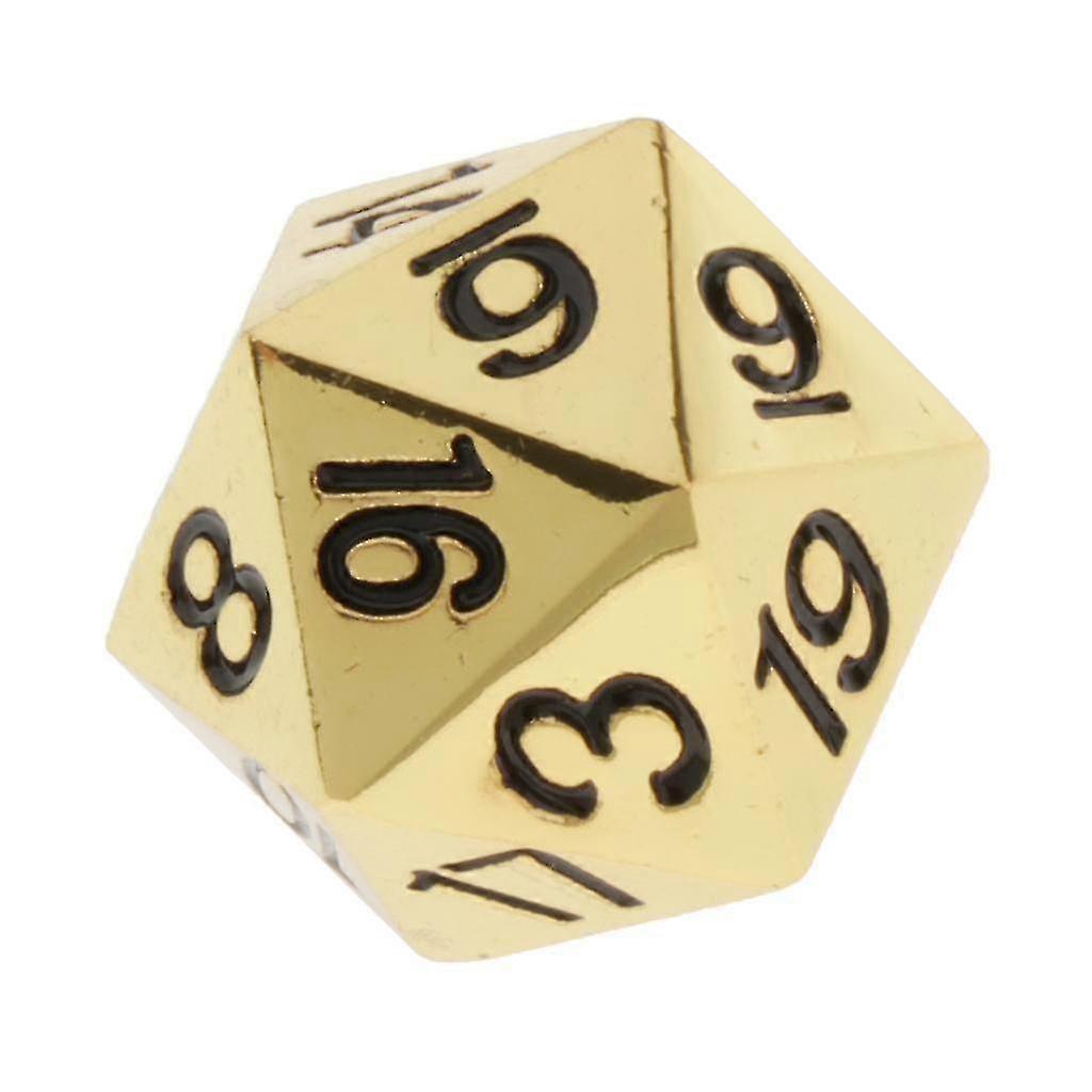 Solid Metal D20 Polyhedral Dice for D&D RPG Gaming Twenty Sided Die Golden