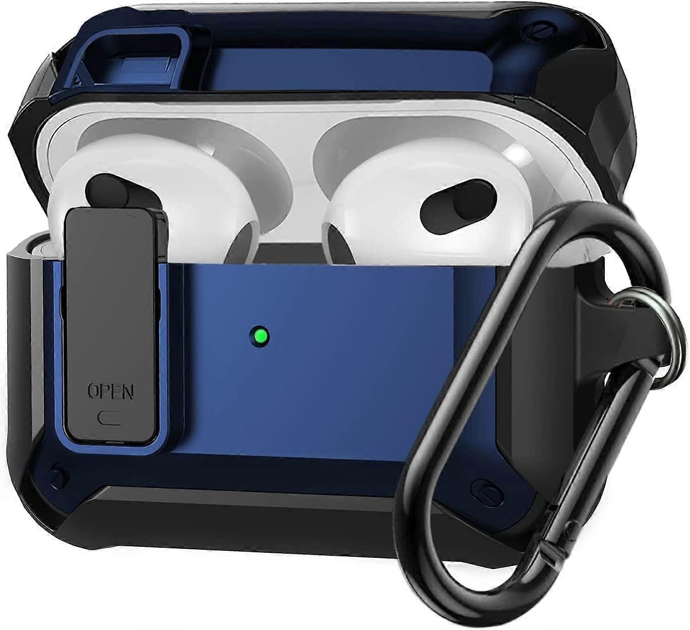 Compatible with AirPods 3rd Generation Case with Lock Lid, Armor AirPod 3 Case Cover Full-Body Rugged Protective Case Shockproof