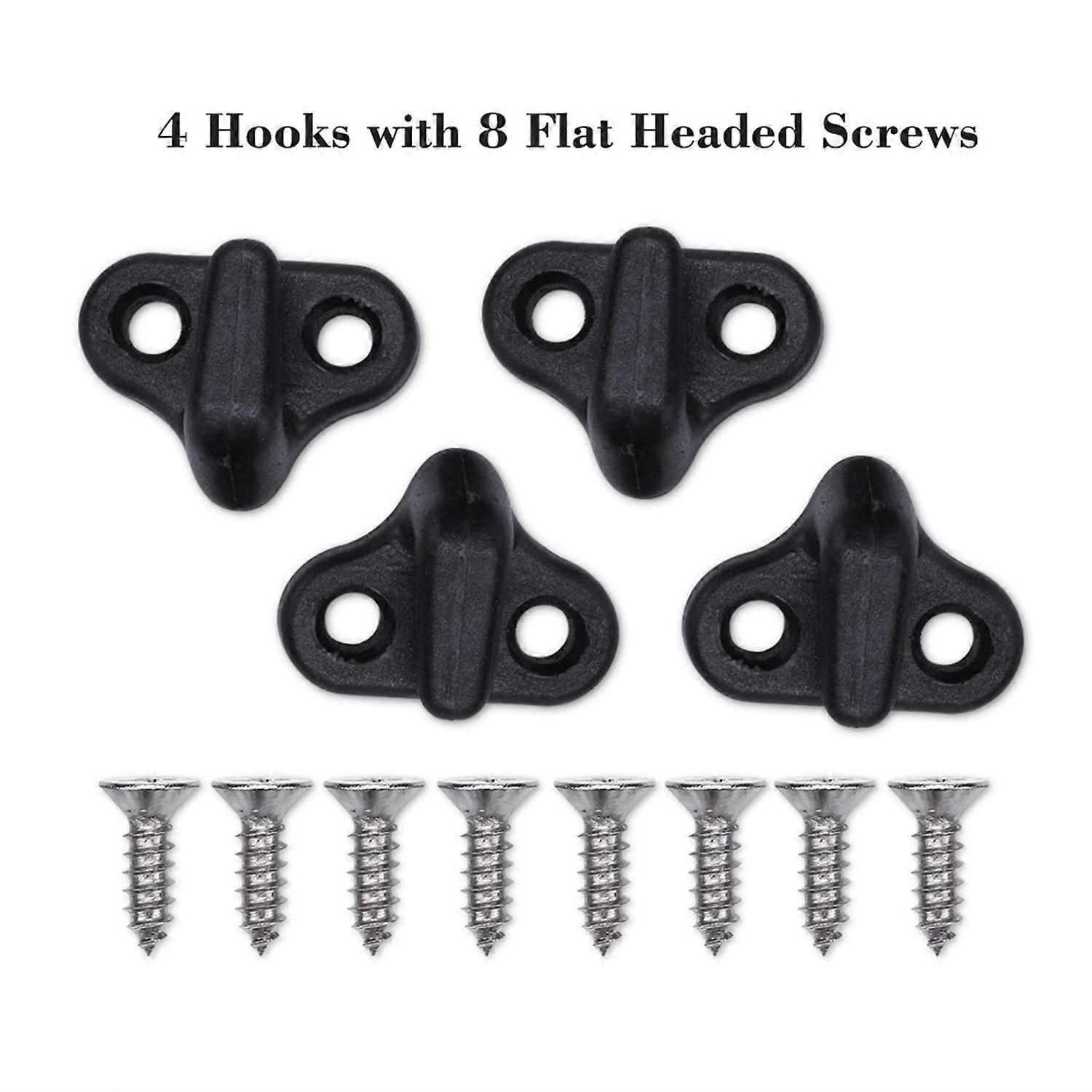 Nylon Kayak Lashing J Shape Hooks Replacement Black With Flat head Screws