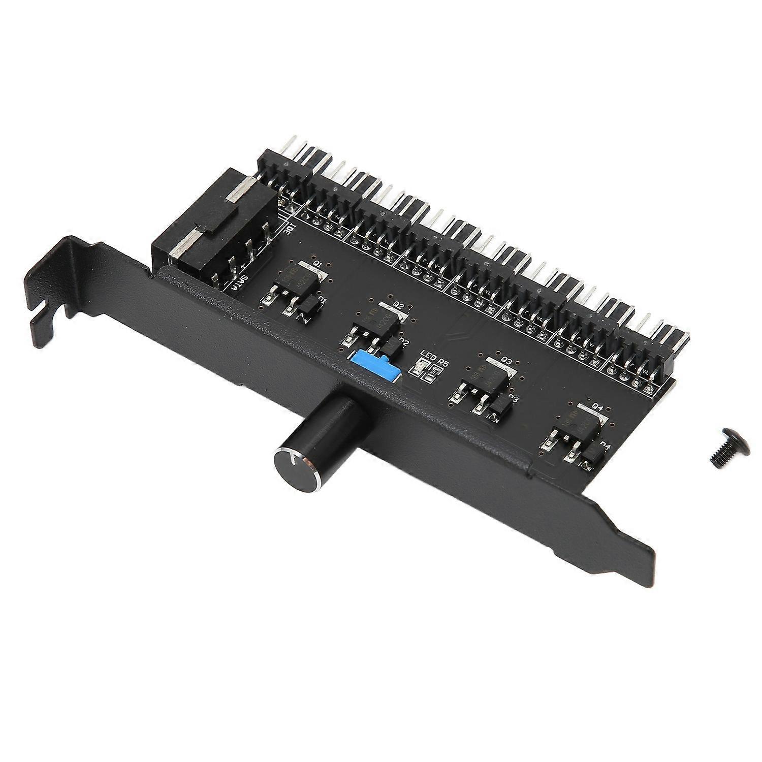 Fan Hub 12V 3pin 4pin 1 Knob 8 Channels Stable Precise Fan Speed Controller with Screw for Computer 