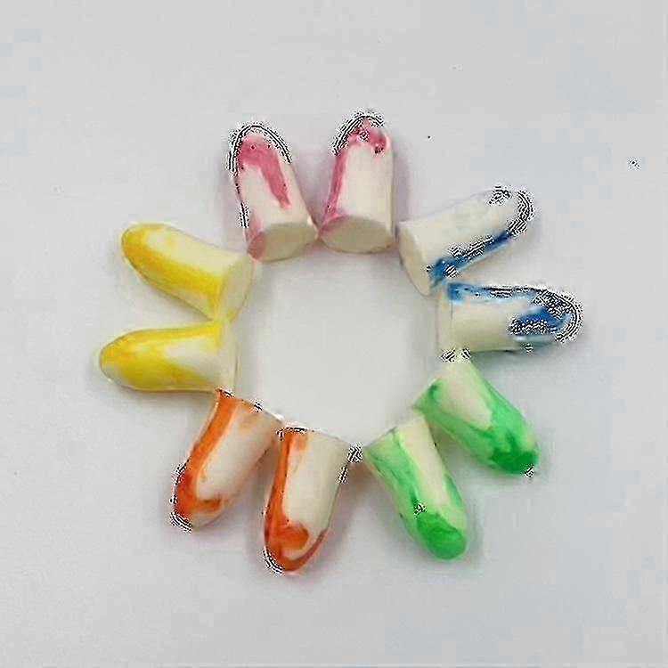 Colourful Memory Foam Earplugs - 5 Pairs of Soft Slow-Rebound Plugs for Night Use