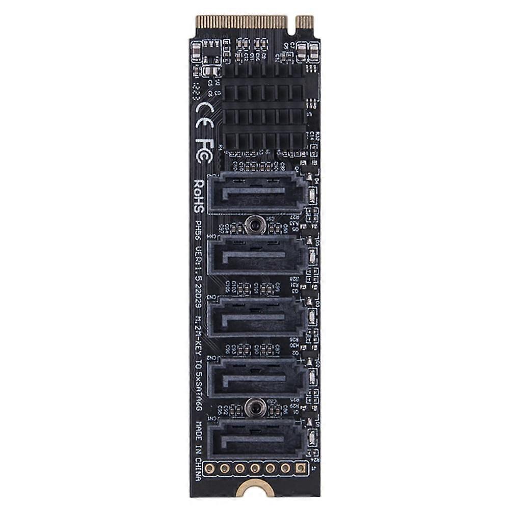jixopn M.2 MKEY PCI-E Riser Card 5/6 Port Expansion Card M.2 To SATA 3.0 Converter NVME To SATA SATA3.0 Adapter 6Gpbs Support PM Function