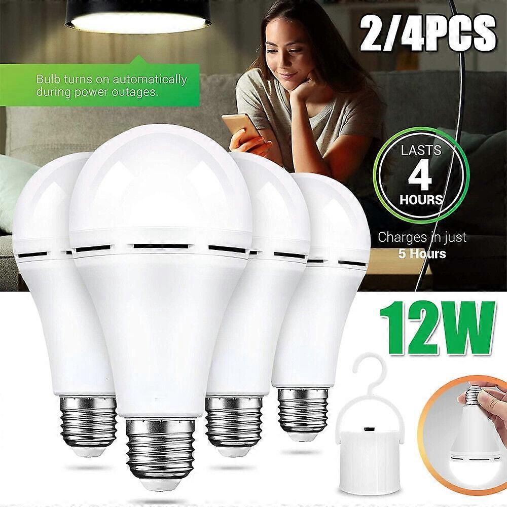 2024 4Pack Rechargeable Emergency Light Bulb 12W Equivalent 1200mAh Battery Backup