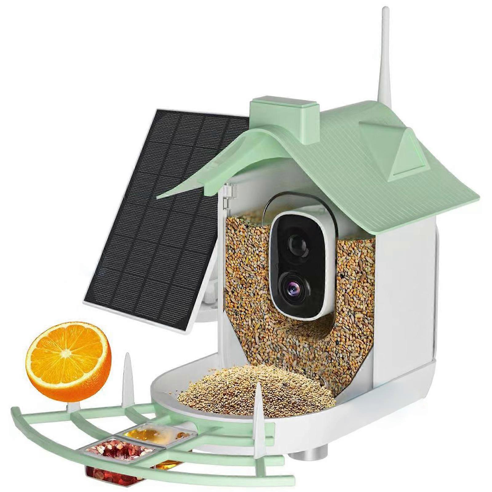 Energy Efficient Solar Bird Feeder Auto Day Night Record Durable ABS Construction Multicolor