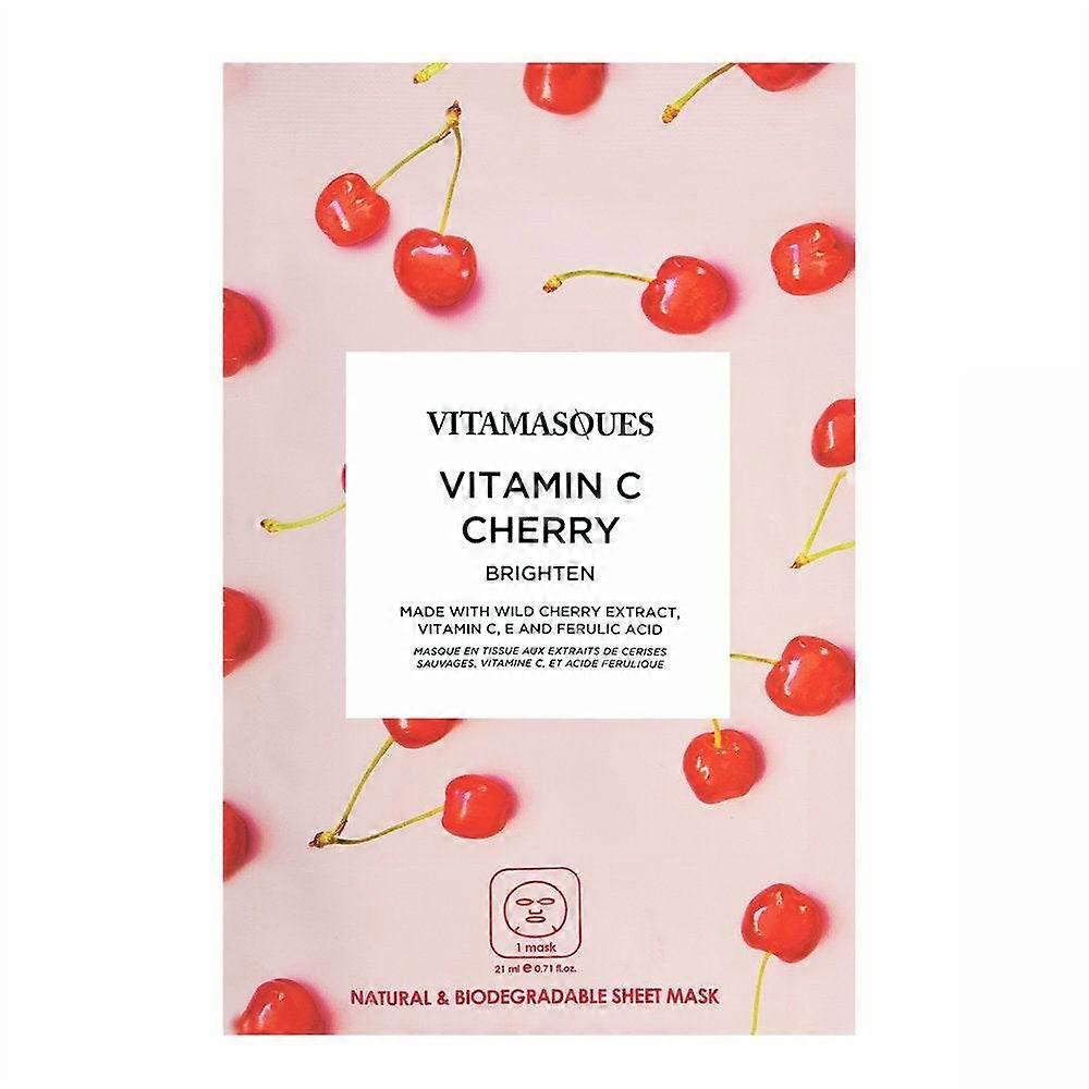 Vitamasques 亮白天然可生物降解面膜，维生素 C 和樱桃，0.71 盎司
