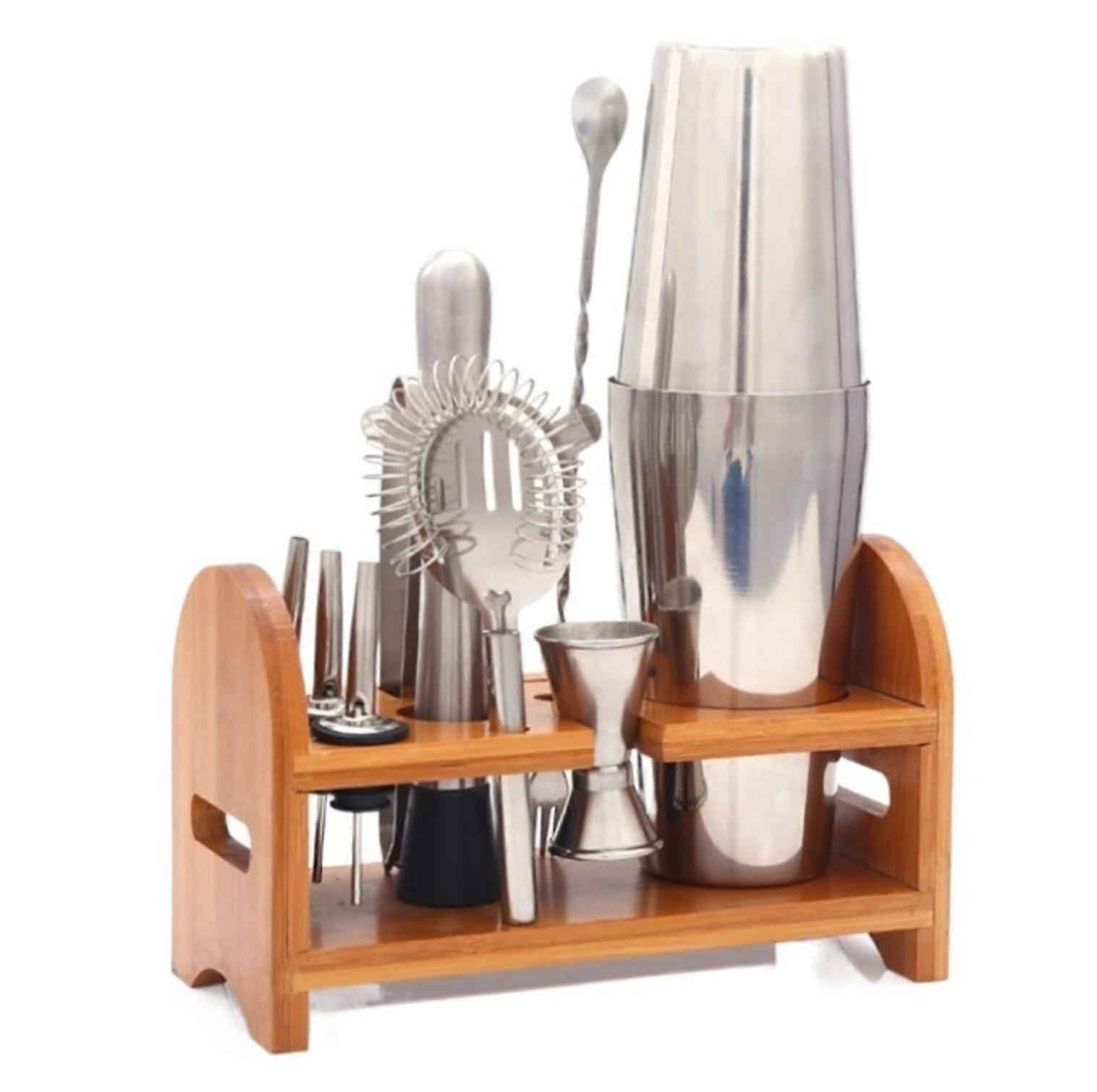 Cocktail Shaker Kit 10Piece Stainless Steel Barware Set With Stand Bartender Tools