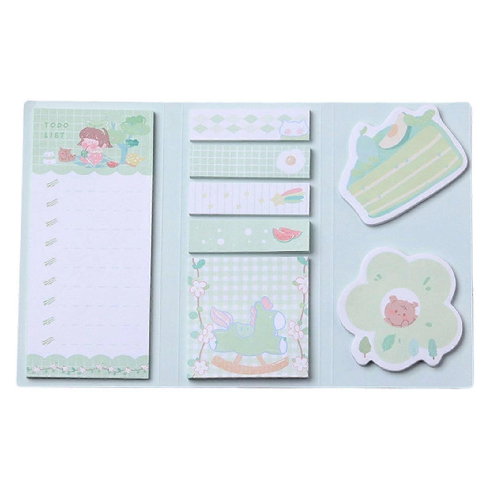 Creative Adhesive Stick Note Portable Cartoon Design Reusable Paper Memoire Pad for Office School Scheduling Projects Multicolor