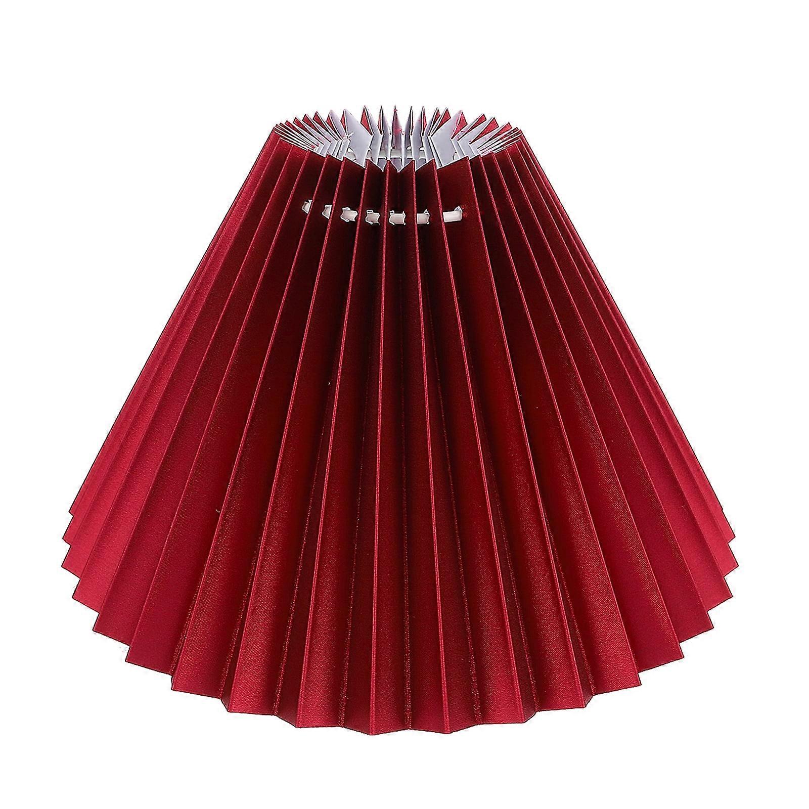 Eease Pleated Lamp Shade Holder E27 Cloth Decorative Replacement Wine Red