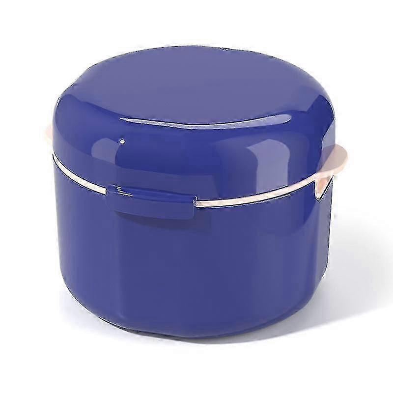 Denture Cleaning Box with Filter - Portable Double Layer Denture Shower Case (Blue)