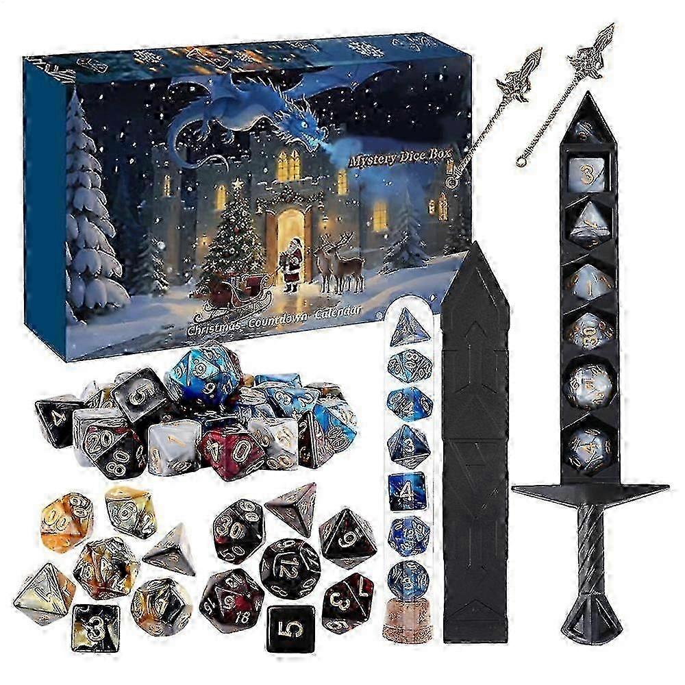 2026 DND Dice Christmas Advent Calendar - 24 Days Christmas Countdown with Polyhedral Dice Set Table