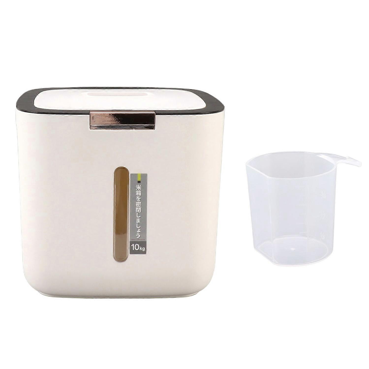 Rice Storage Container 22.0lb Capacity Food Grade PP Thickened Sealed Grain Storage Barrel with Meas