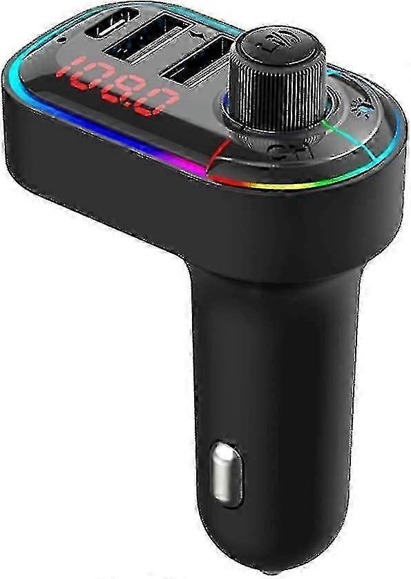 w Bluetooth 5.0 Luminous Usb-c Car Charger Ultra Fast Charging Transmitter Kit Music Auto Cigarette Lighter Compatibility All Bluetooth