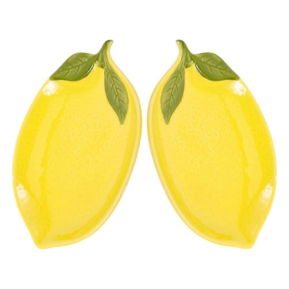 Ceramic Dish Lemon Plate for Appetizer Serving 2Pcs Portable Lemon Tray