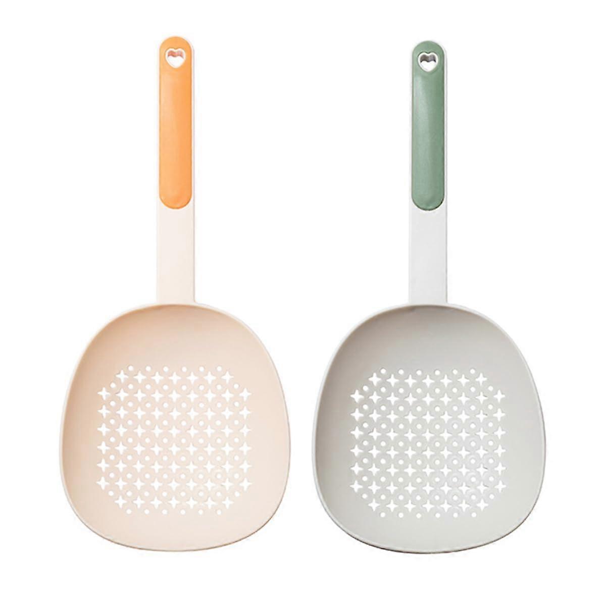2Pcs Kitchen Strainer Spoon Set, Large Heat Resistant Pasta Skimmer with Long Handle for Frying