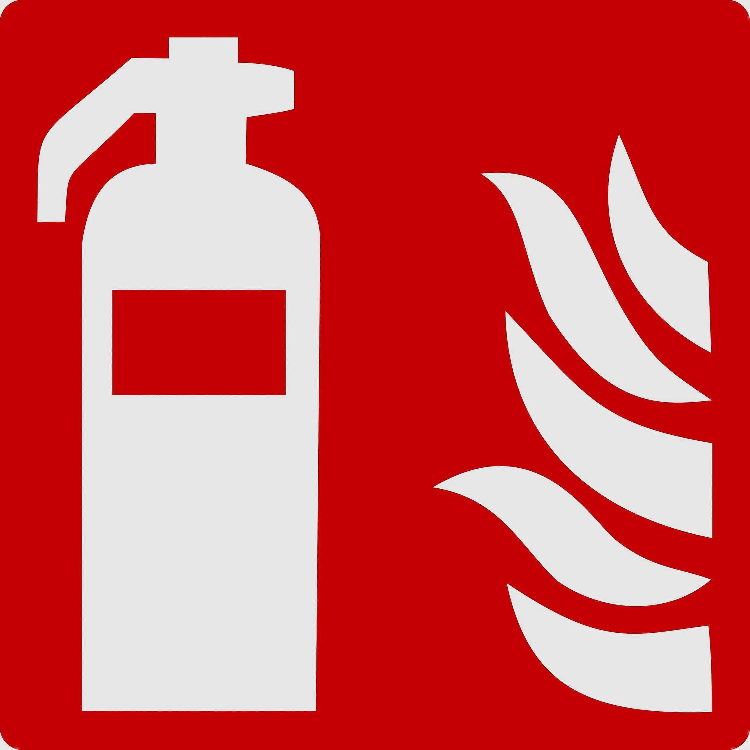 Fire Extinguisher Sign Self Adhesive Red PVC 100x100mm Bright Durable for Quick Recognition