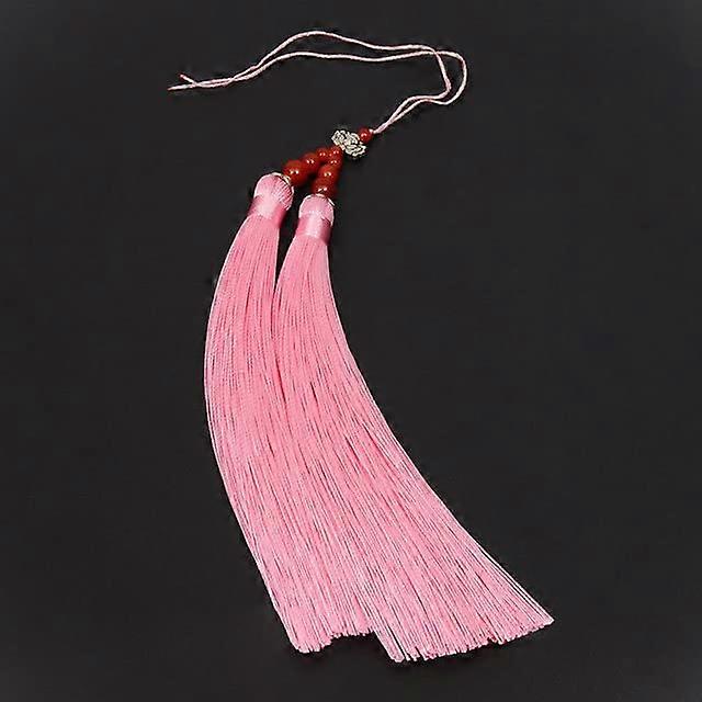 Pink Lotus Car Hanging Tassel Pendant with Dual Tassel Design for Rearview Mirror Decoration