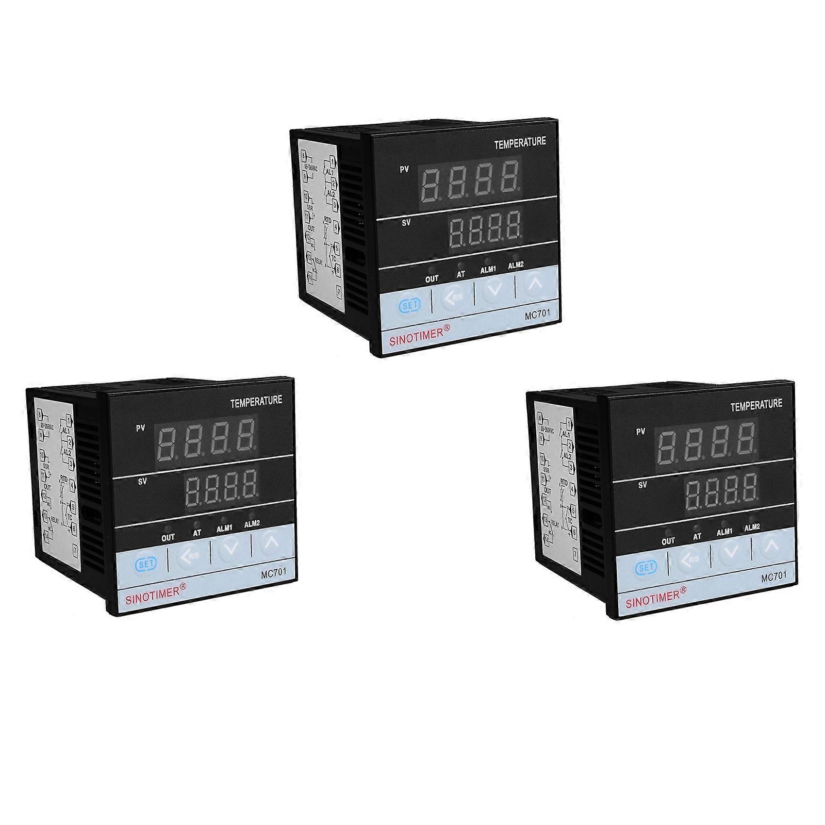 3X SINOTIMER MC701 Digital PID Temperature Controller Waterproof K Type PT100 Sensor Input Relay SSR Output