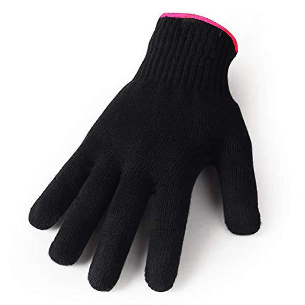 Heat Resistant Glove for Hair Styling Tools with 250°F Protection, Black with Pink Edge, One Size