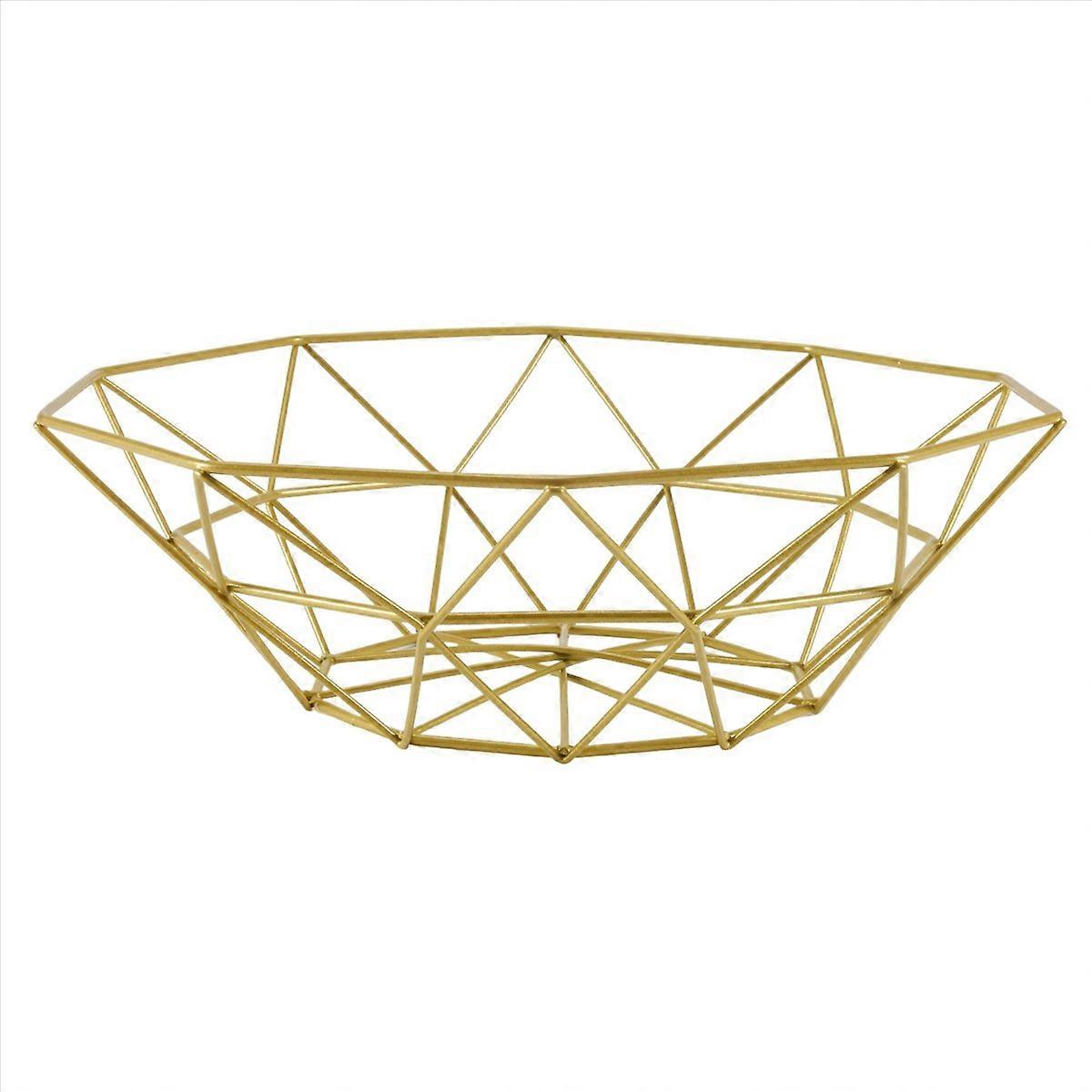 Metal Wire Fruit Basket, Large Round Bread Storage Bowl Stand