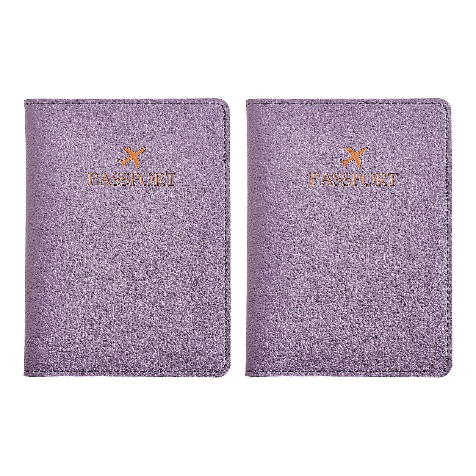2pcs PU Leather Passports Organizer Embossed Pattern Practical Travel Pouches for Neat and Safe Document Storage  Purple