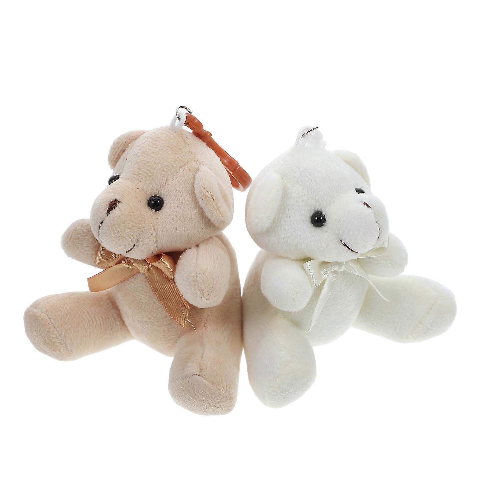 Soft Plush Bear Pendant for Decor 2Pcs Cute Wedding Presents Mini Stuffed Bears